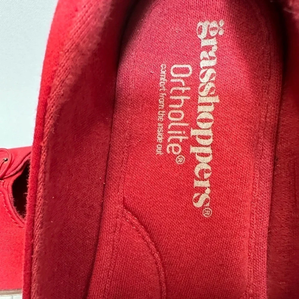 Grasshoppers Womens Size 8.5 M Wedge Cork Heel Slip On Canvas Shoes Padded Comfy